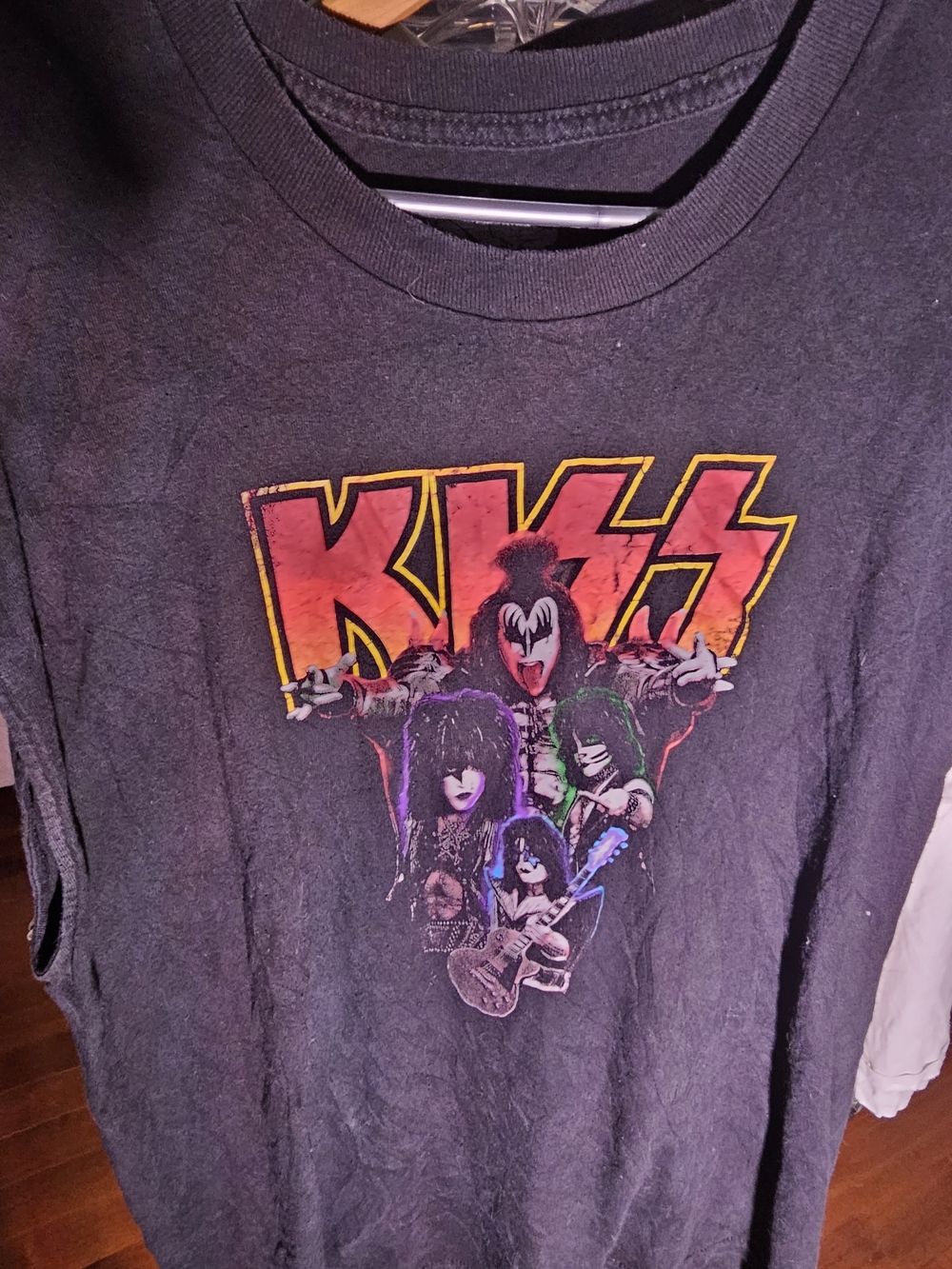Kiss Black Short Sleeve Graphic Tee with Red-Yellow Logo